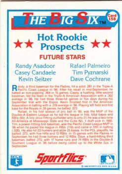 1987 Sportflics #158 Rafael Palmeiro / Kevin Seitzer / Randy Asadoor / Casey Candaele / Tim Pyznarski / Dave Cochrane Back