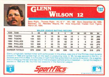 1987 Sportflics #166 Glenn Wilson Back