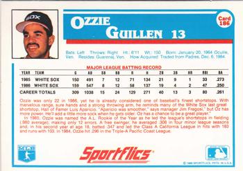 1987 Sportflics #186 Ozzie Guillen Back