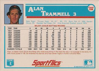 1987 Sportflics #188 Alan Trammell Back