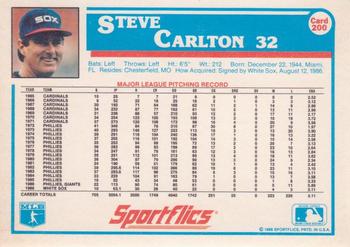 1987 Sportflics #200 Steve Carlton Back