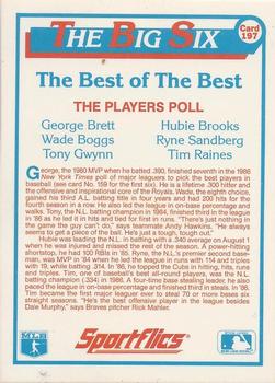 1987 Sportflics #197 George Brett / Tony Gwynn / Ryne Sandberg / Wade Boggs / Hubie Brooks / Tim Raines Back