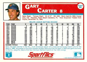 1987 Sportflics #50 Gary Carter Back