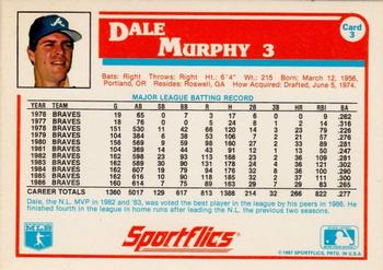 1987 Sportflics #3 Dale Murphy Back