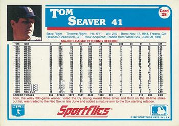 1987 Sportflics #28 Tom Seaver Back