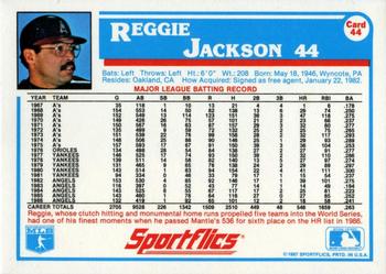 1987 Sportflics #44 Reggie Jackson Back