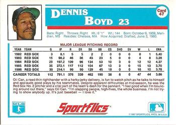 1987 Sportflics #47 Dennis Boyd Back
