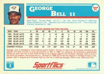 1987 Sportflics #51 George Bell Back