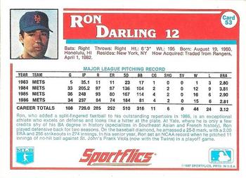 1987 Sportflics #53 Ron Darling Back