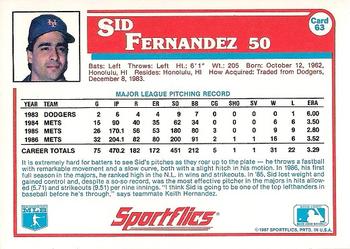 1987 Sportflics #63 Sid Fernandez Back
