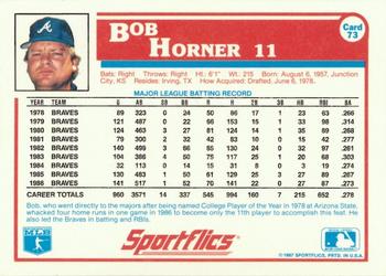 1987 Sportflics #73 Bob Horner Back
