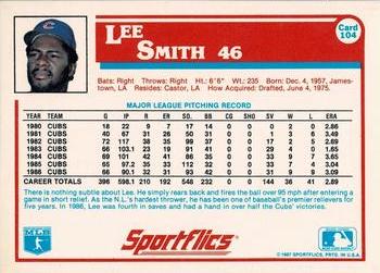 1987 Sportflics #104 Lee Smith Back