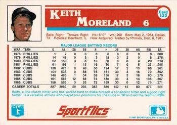 1987 Sportflics #122 Keith Moreland Back