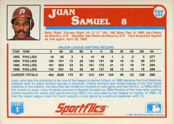 1987 Sportflics #123 Juan Samuel Back