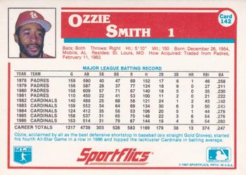 1987 Sportflics #142 Ozzie Smith Back