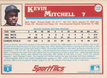 1987 Sportflics #144 Kevin Mitchell Back