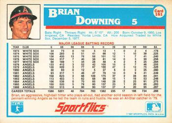 1987 Sportflics #161 Brian Downing Back