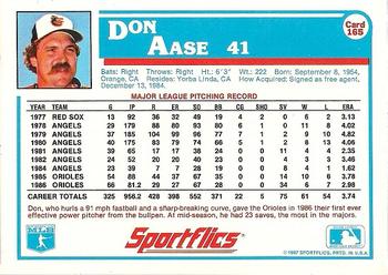 1987 Sportflics #165 Don Aase Back