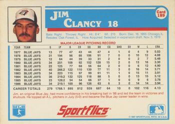 1987 Sportflics #189 Jim Clancy Back