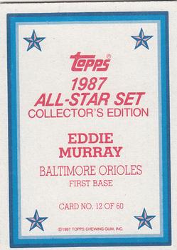 1987 Topps - 1987 All-Star Set Collector's Edition (Glossy Send-Ins) #12 Eddie Murray Back