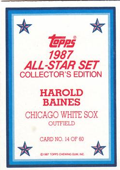 1987 Topps - 1987 All-Star Set Collector's Edition (Glossy Send-Ins) #14 Harold Baines Back