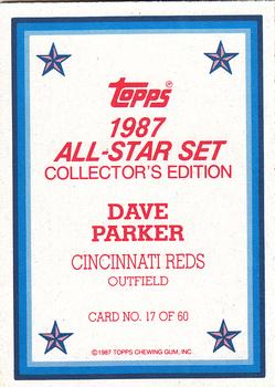 1987 Topps - 1987 All-Star Set Collector's Edition (Glossy Send-Ins) #17 Dave Parker Back