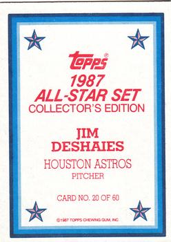 1987 Topps - 1987 All-Star Set Collector's Edition (Glossy Send-Ins) #20 Jim Deshaies Back