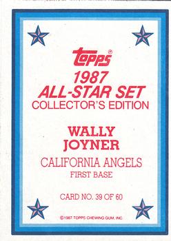 1987 Topps - 1987 All-Star Set Collector's Edition (Glossy Send-Ins) #39 Wally Joyner Back