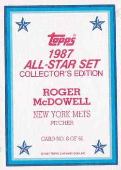 1987 Topps - 1987 All-Star Set Collector's Edition (Glossy Send-Ins) #8 Roger McDowell Back