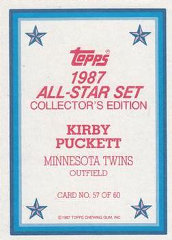 1987 Topps - 1987 All-Star Set Collector's Edition (Glossy Send-Ins) #57 Kirby Puckett Back