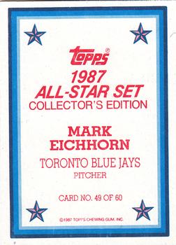 1987 Topps - 1987 All-Star Set Collector's Edition (Glossy Send-Ins) #49 Mark Eichhorn Back