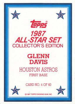 1987 Topps - 1987 All-Star Set Collector's Edition (Glossy Send-Ins) #4 Glenn Davis Back