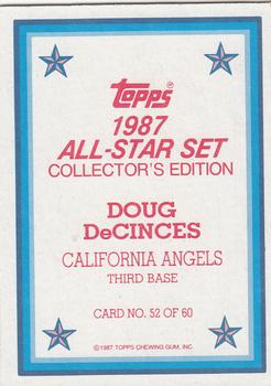 1987 Topps - 1987 All-Star Set Collector's Edition (Glossy Send-Ins) #52 Doug DeCinces Back
