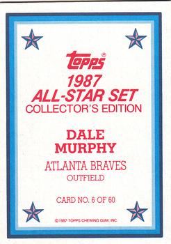 1987 Topps - 1987 All-Star Set Collector's Edition (Glossy Send-Ins) #6 Dale Murphy Back
