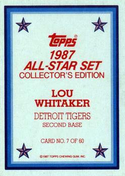 1987 Topps - 1987 All-Star Set Collector's Edition (Glossy Send-Ins) #7 Lou Whitaker Back