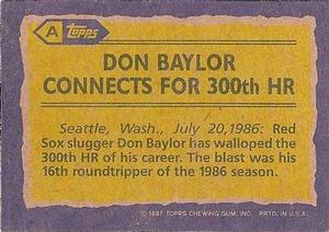 1987 Topps - Wax Box Side Panels Singles #A Don Baylor Back