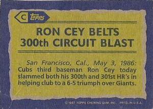1987 Topps - Wax Box Side Panels Singles #C Ron Cey Back