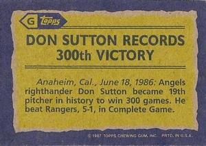 1987 Topps - Wax Box Side Panels Singles #G Don Sutton Back
