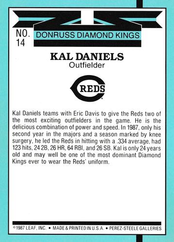 1988 Donruss - Super Diamond Kings #14 Kal Daniels Back