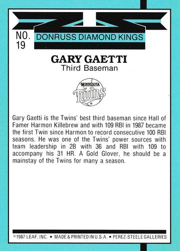 1988 Donruss - Super Diamond Kings #19 Gary Gaetti Back
