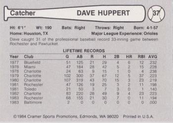 1984 Cramer Vancouver Canadians #37 Dave Huppert Back