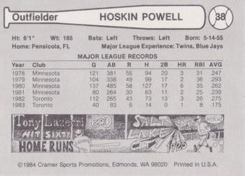 1984 Cramer Vancouver Canadians #38 Hosken Powell Back