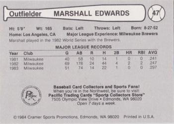 1984 Cramer Vancouver Canadians #47 Marshall Edwards Back