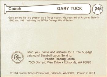 1984 Cramer Tucson Toros #248 Gary Tuck Back