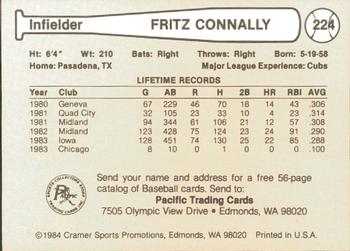 1984 Cramer Las Vegas Stars #224 Fritz Connally Back