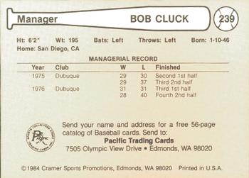 1984 Cramer Las Vegas Stars #239 Bob Cluck Back