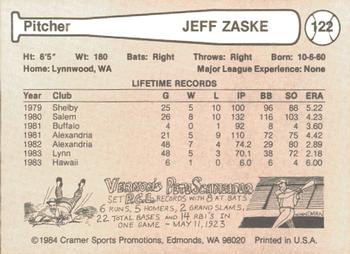 1984 Cramer Hawaii Islanders #122 Jeff Zaske Back