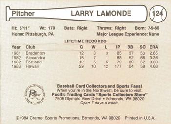 1984 Cramer Hawaii Islanders #124 Larry Lamonde Back