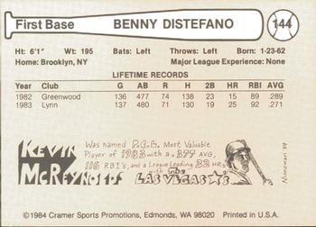 1984 Cramer Hawaii Islanders #144 Benny Distefano Back