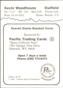 1984 Cramer Everett Giants #9 Kevin Woodhouse Back